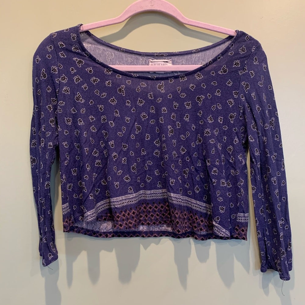 floral long sleeve crop top